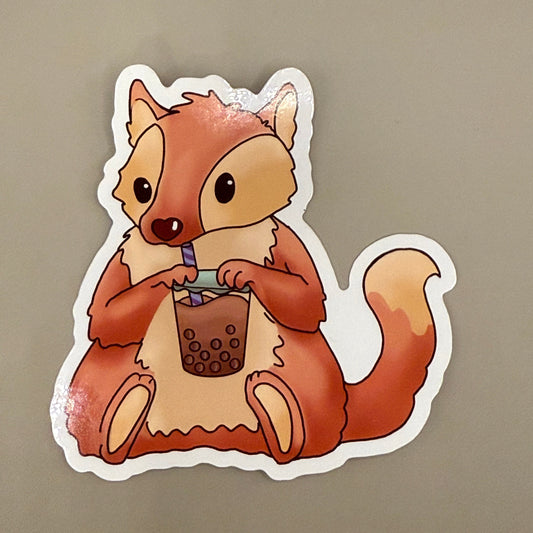 Cute Fox and Boba Sticker